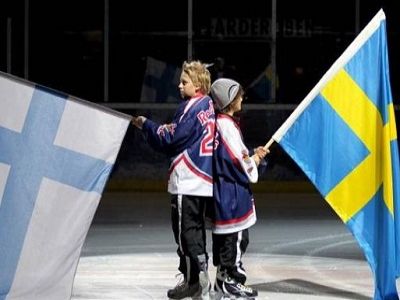 Финляндия и Швеция (церемония перед матчем). Источник - http://i.eurosport.ru/