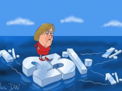 Меркель: рейтинг заметно подтаял. Карикатура С.Елкина: dw.com
