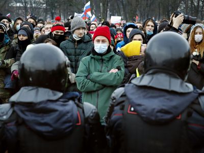 Акция в поддержку Навального в Санкт-Петербурге 23 января Фото: AP/ТАСС